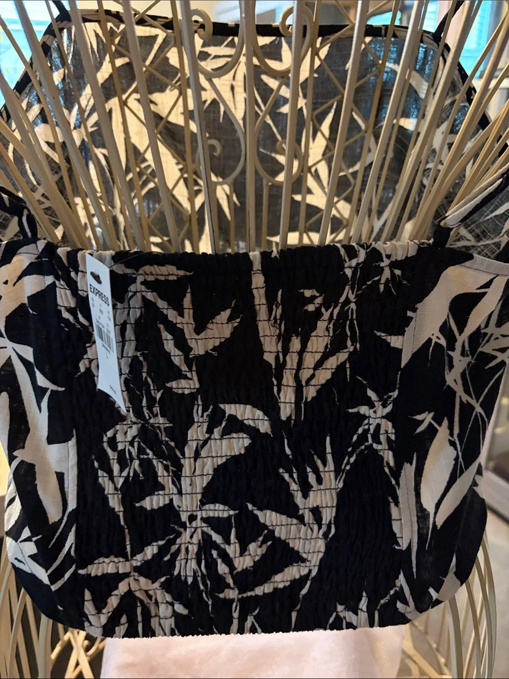 Express Black and White Bamboo-Print Cami Top